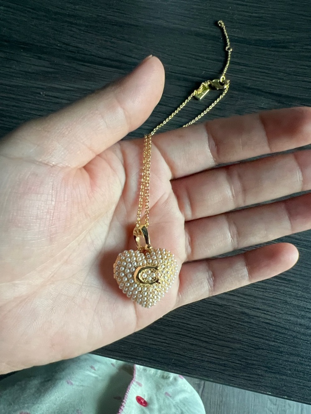 Coach Gold Pearl Heart Locket Necklace - Women's Jewelry - Picture 4 of 7
